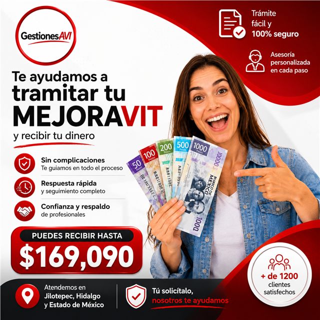 Trámite Mejoravit con asesoría profesional en Jilotepec Hidalgo y Estado de México